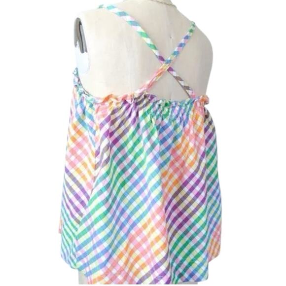 J. Crew Rainbow Smocked Sleeveless Tank Top Size 12 Large - Picture 5 of 9